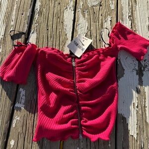 Forever 21 Fuchsia Off-Shoulder Blouse